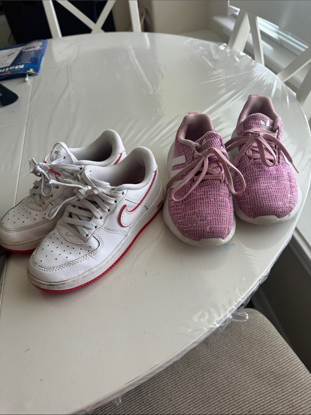 Bundle White and Pink Sneakers Nike and Adidas size 12 toddler girl